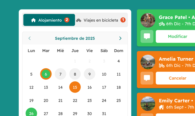 Vista previa del calendario de la aplicación web
