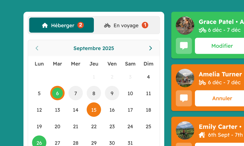 Aperçu du calendrier de l'application Web